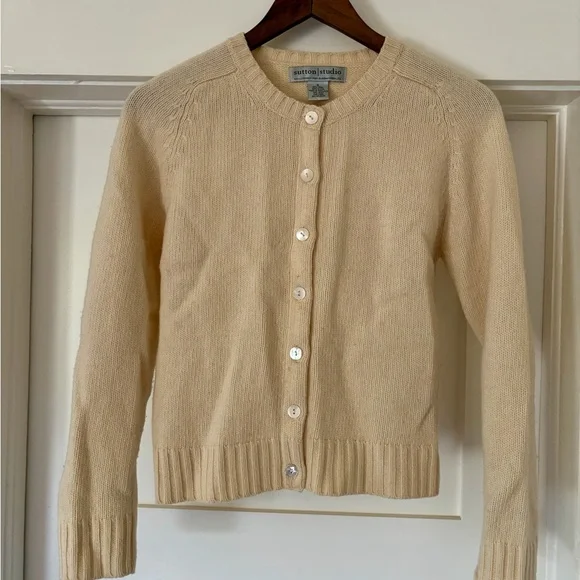 Bloomingdale’s Cream Cardigan Sweater - Picture 2 of 4